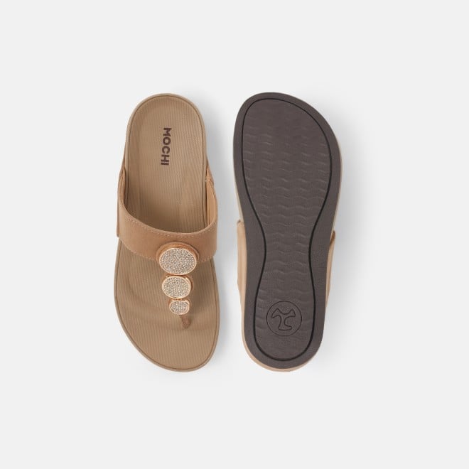 Mochi Women Gold Casual Slippers (SKU: 32-1194L-15-42)