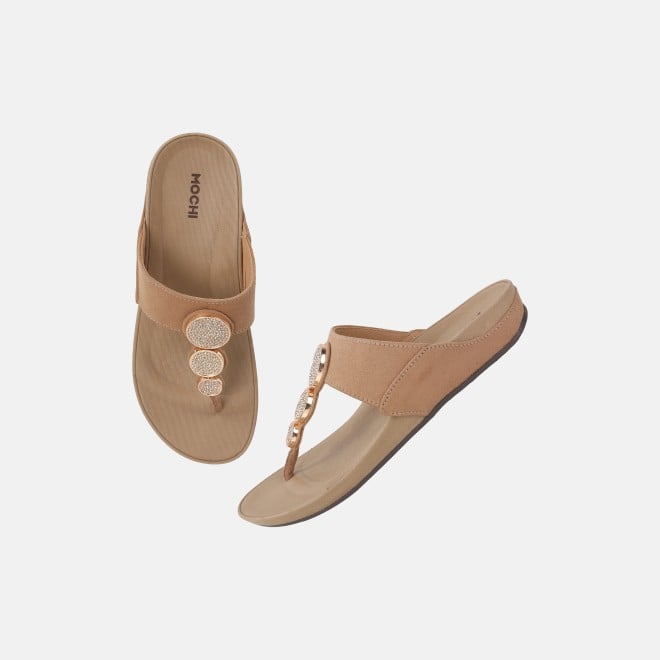 Mochi Women Gold Casual Slippers (SKU: 32-1194L-15-42)