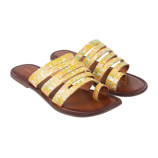 Mochi Women Yellow Casual Slippers