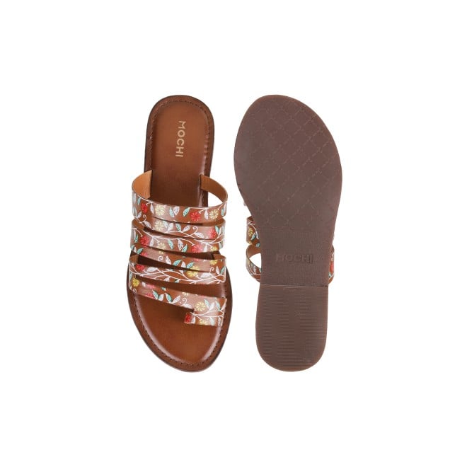 Mochi Women Tan Casual Slippers (SKU: 32-120L-23-42)