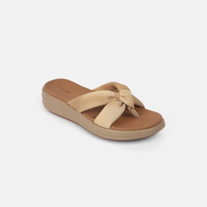 Mochi Women Beige Casual Slippers (SKU: 32-1211-20-36)