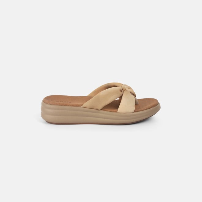 Mochi Women Beige Casual Slippers (SKU: 32-1211-20-36)
