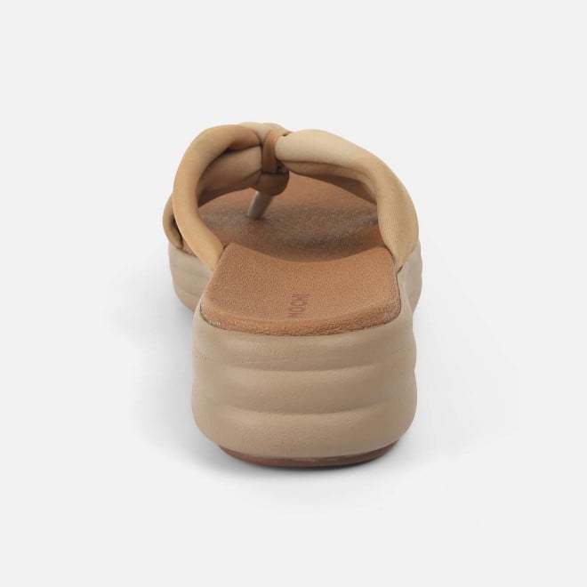 Mochi Women Beige Casual Slippers (SKU: 32-1211-20-36)