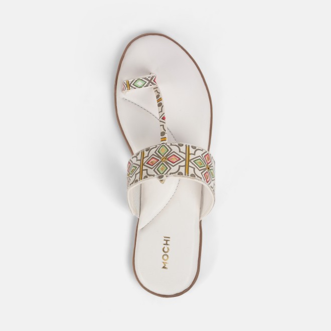 Mochi Women White Ethnic Slippers (SKU: 32-1214-16-37)