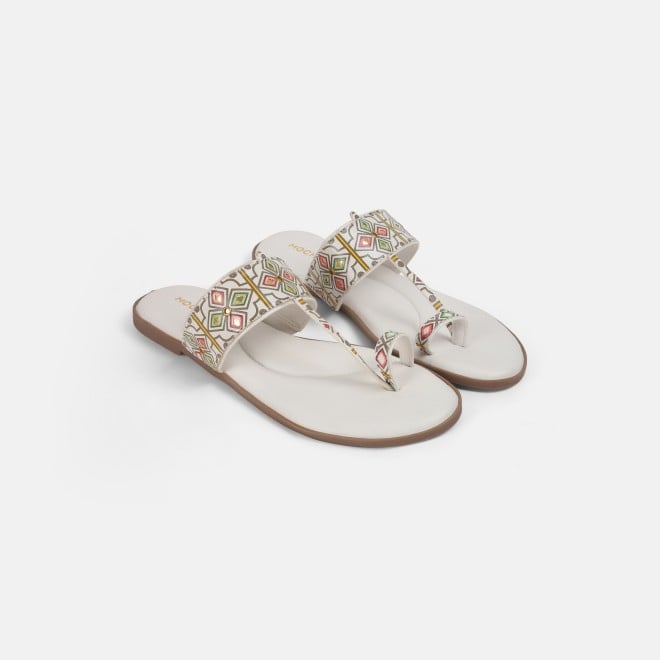 Mochi Women White Ethnic Slippers (SKU: 32-1214L-16-42)