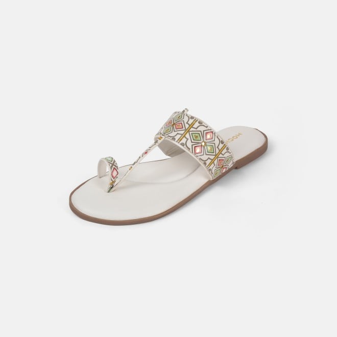 Mochi Women White Ethnic Slippers (SKU: 32-1214L-16-42)