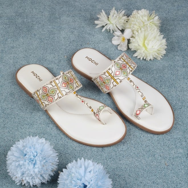 Mochi Women White Ethnic Slippers (SKU: 32-1214L-16-42)