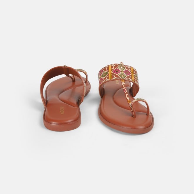 Mochi Women Tan Ethnic Slippers (SKU: 32-1214L-23-42)