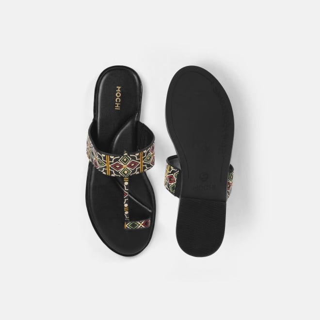 Mochi Women Black Ethnic Slippers (SKU: 32-1214L-11-42)