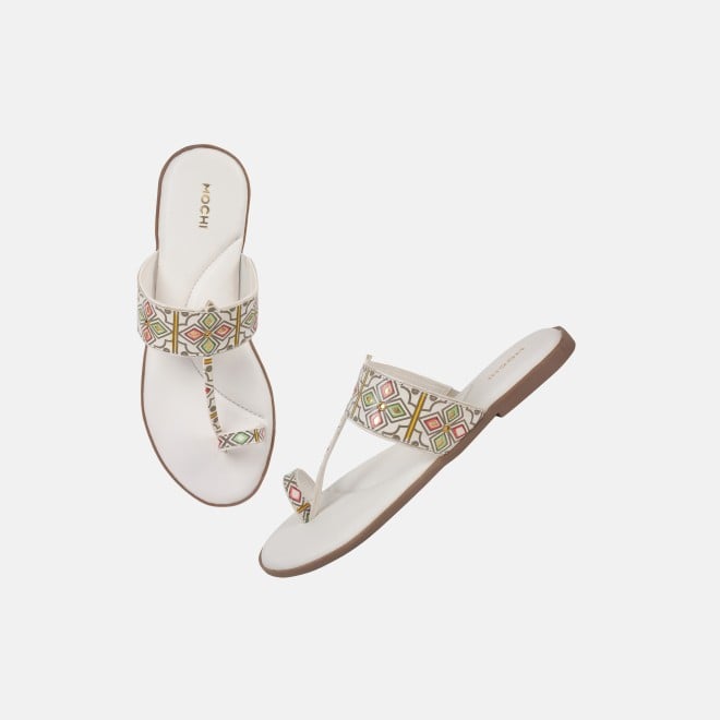 Mochi Women White Ethnic Slippers (SKU: 32-1214L-16-42)