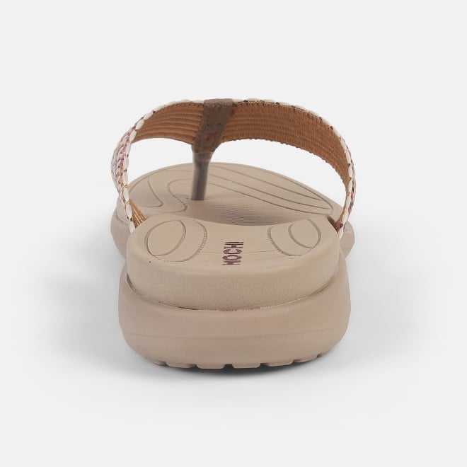 Mochi Women Beige Casual Slippers (SKU: 32-1216-20-36)
