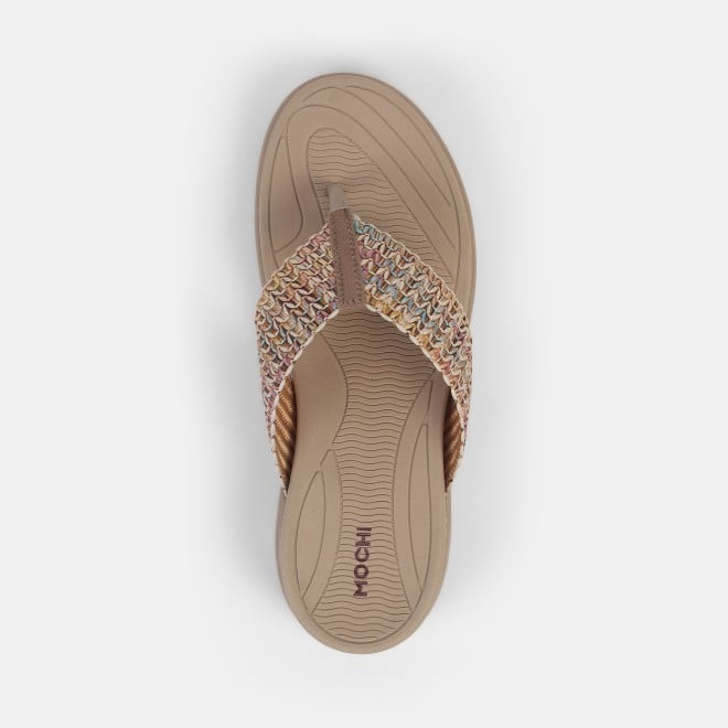 Mochi Women Beige Casual Slippers (SKU: 32-1216-20-36)