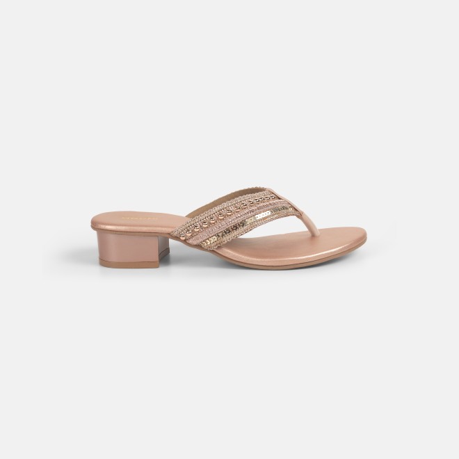 Mochi Women Rose-gold Ethnic Slippers (SKU: 32-1218-52-36)