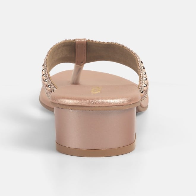 Mochi Women Rose-gold Ethnic Slippers (SKU: 32-1218-52-36)