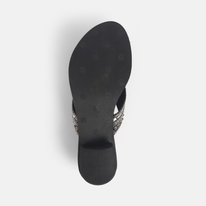 Mochi Women Gun-metal Ethnic Slippers (SKU: 32-1218-29-36)
