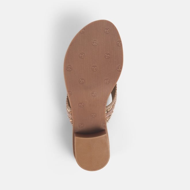 Mochi Women Rose-gold Ethnic Slippers (SKU: 32-1218-52-36)