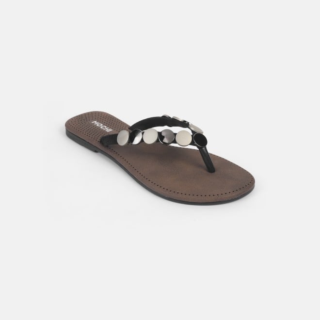 Mochi Women Gun-metal Casual Slippers