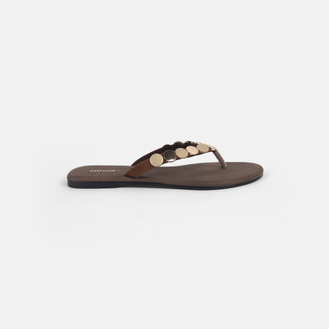Mochi Women Gold Casual Slippers (SKU: 32-1220-15-36)