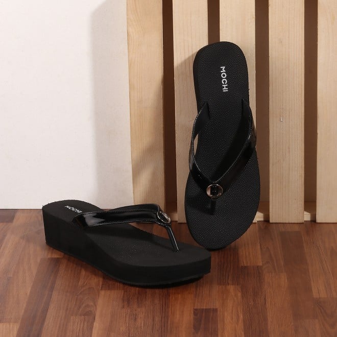 Mochi Women Black Casual Slippers