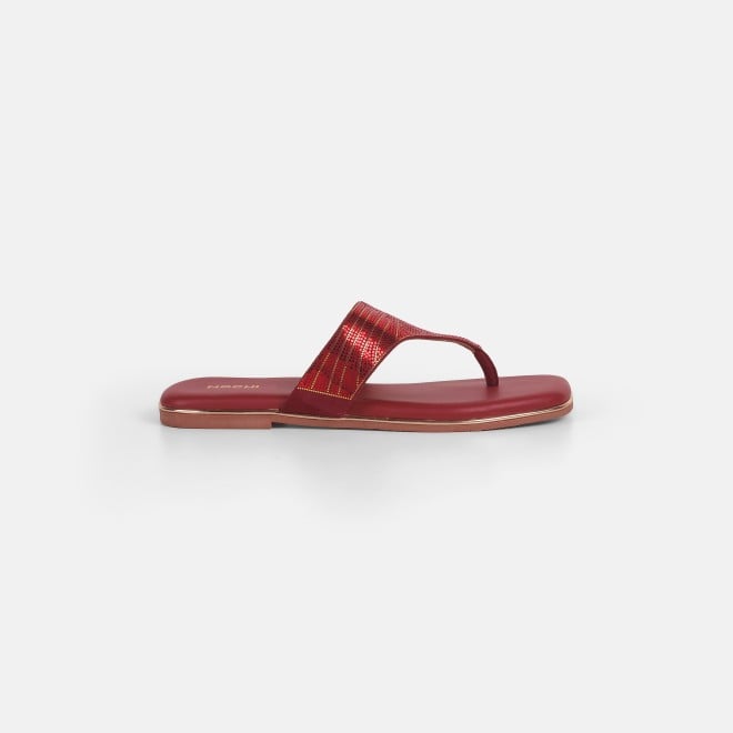 Mochi Women Maroon Casual Slippers (SKU: 32-1236-44-36)