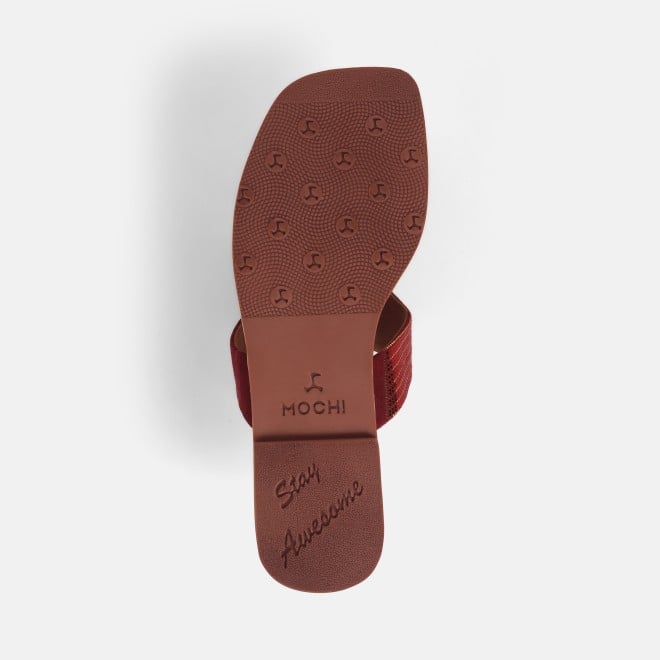 Mochi Women Maroon Casual Slippers (SKU: 32-1236-44-36)