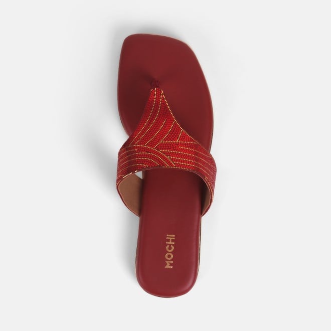 Mochi Women Maroon Casual Slippers (SKU: 32-1236-44-36)