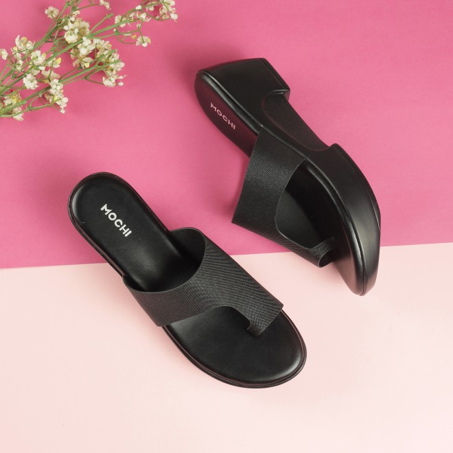 Mochi Women Black Casual Slip Ons