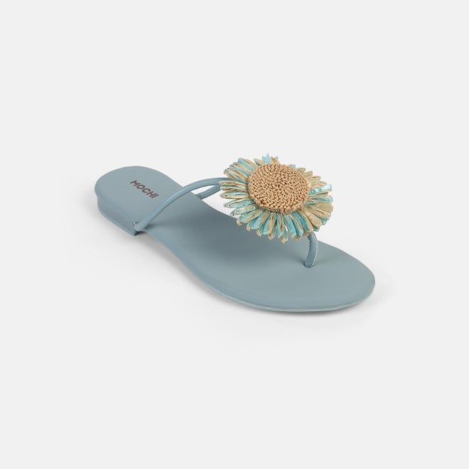 Mochi Women Blue Casual Slippers