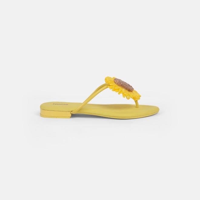 Mochi Women Yellow Casual Slippers (SKU: 32-1328-33-36)