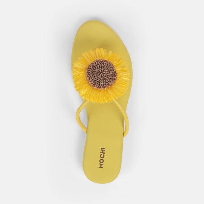 Mochi Women Yellow Casual Slippers (SKU: 32-1328-33-36)