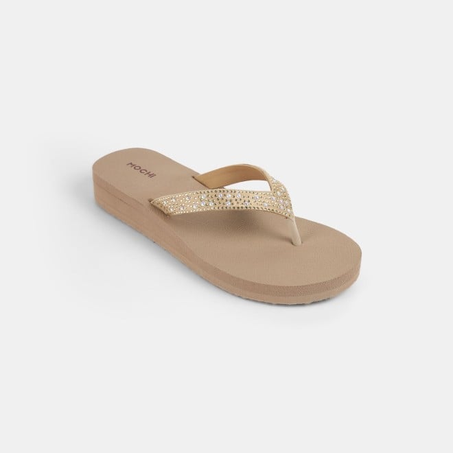 Mochi Women Beige Casual Slippers (SKU: 32-1341-20-36)
