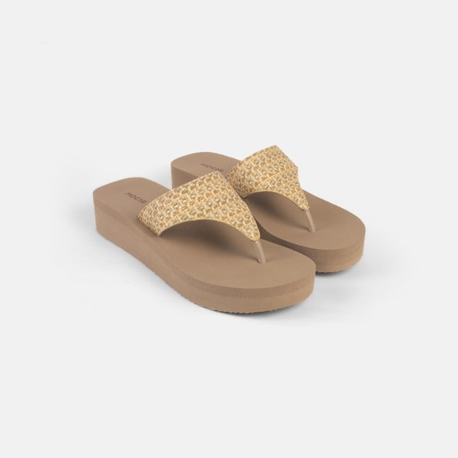 Mochi Women Beige Casual Slippers (SKU: 32-1346-20-36)