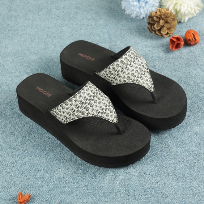 Mochi Women Black Casual Slippers