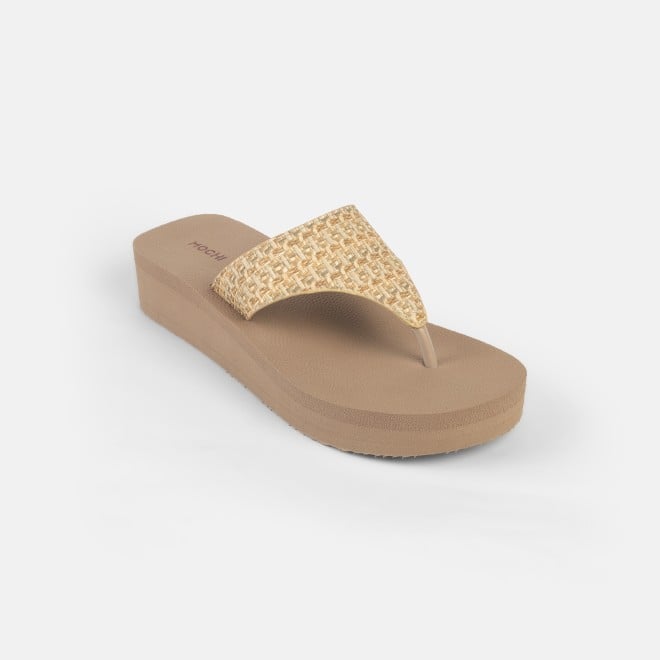 Mochi Women Beige Casual Slippers (SKU: 32-1346-20-36)