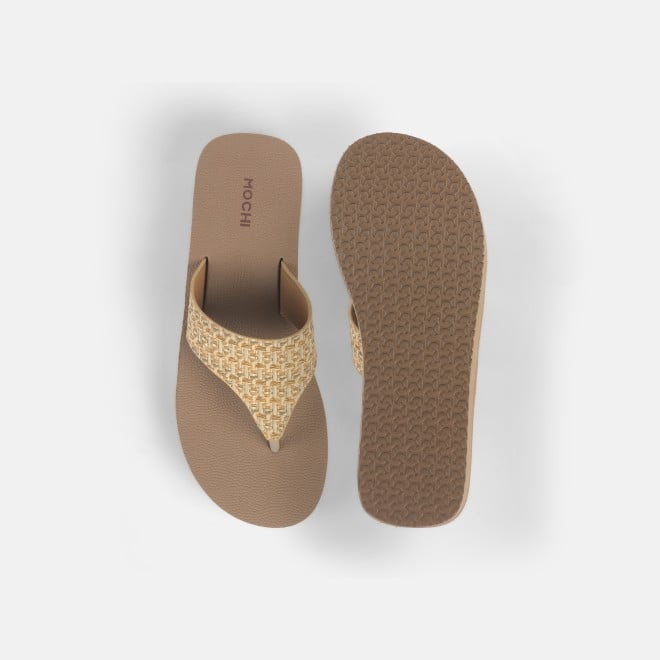 Mochi Women Beige Casual Slippers (SKU: 32-1346-20-36)