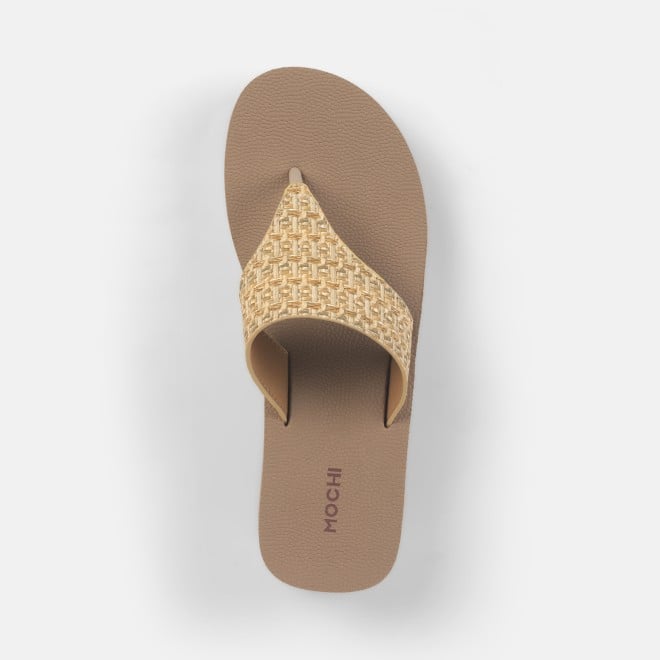 Mochi Women Beige Casual Slippers (SKU: 32-1346-20-36)