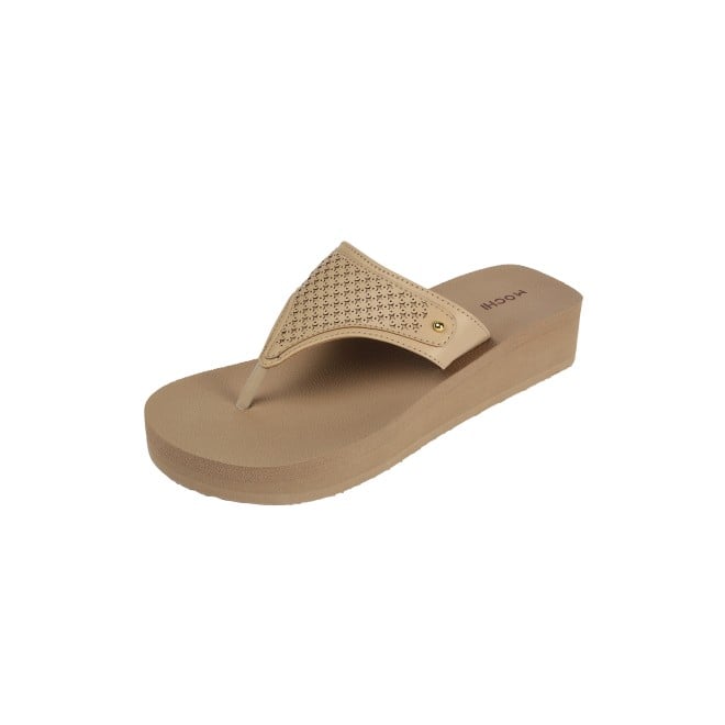 Mochi Women Beige Casual Slippers (SKU: 32-1351-20-36)