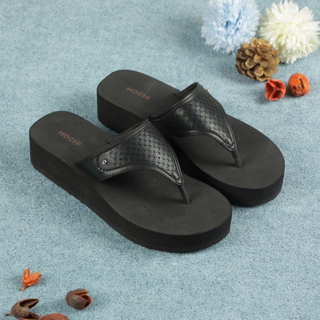 Mochi Women Black Casual Slippers