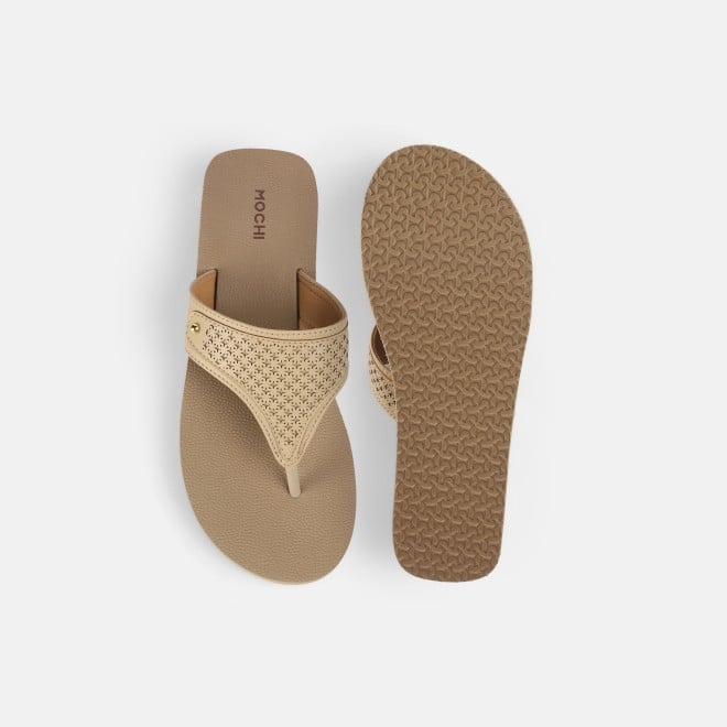 Mochi Women Beige Casual Slippers (SKU: 32-1351-20-36)