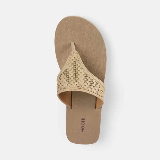Mochi Women Beige Casual Slippers (SKU: 32-1351-20-36)