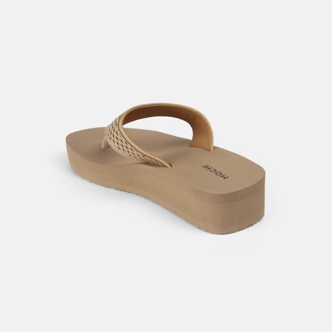 Mochi Women Beige Casual Slippers (SKU: 32-1351-20-36)