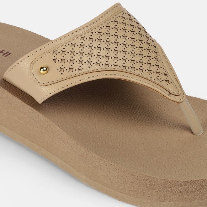 Mochi Women Beige Casual Slippers (SKU: 32-1351-20-36)