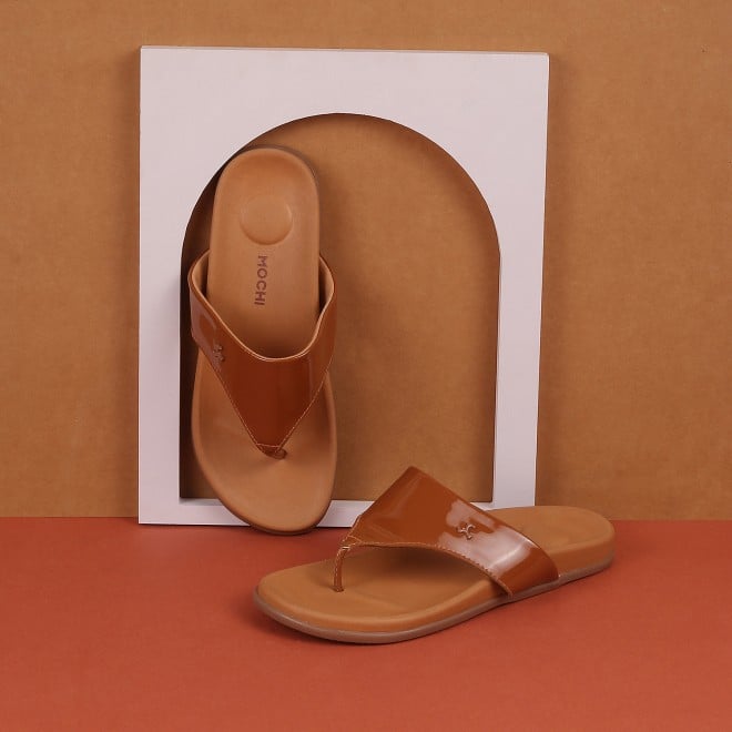 Mochi Women Tan Casual Slippers