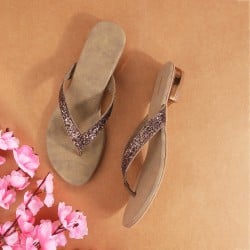 Women Antique-Gold Casual Slippers