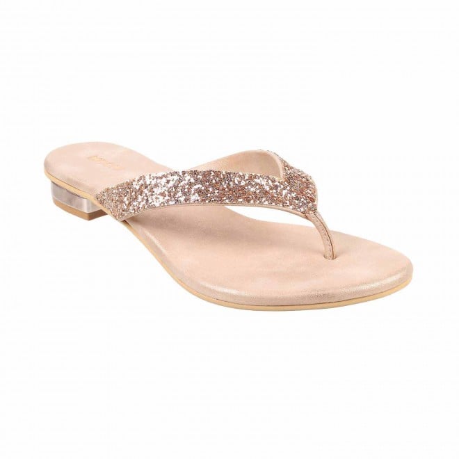 Mochi Rose-Gold Casual Slippers for Women