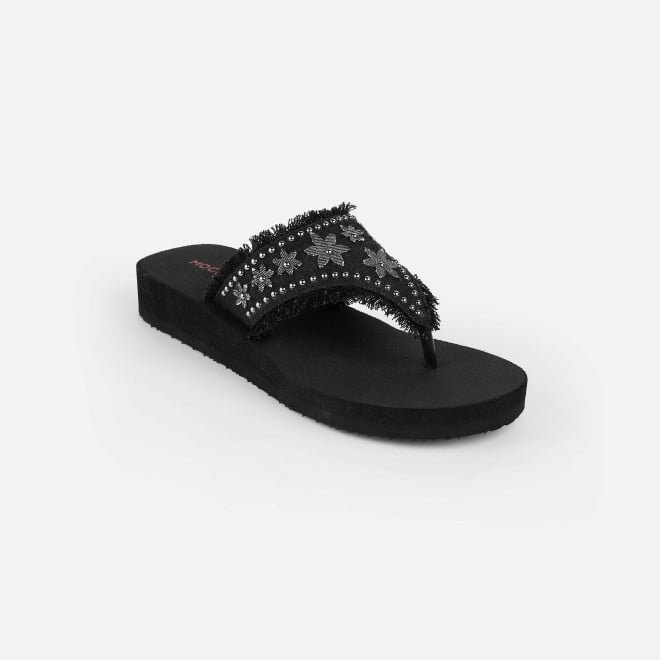 Mochi Women Black Casual Slippers