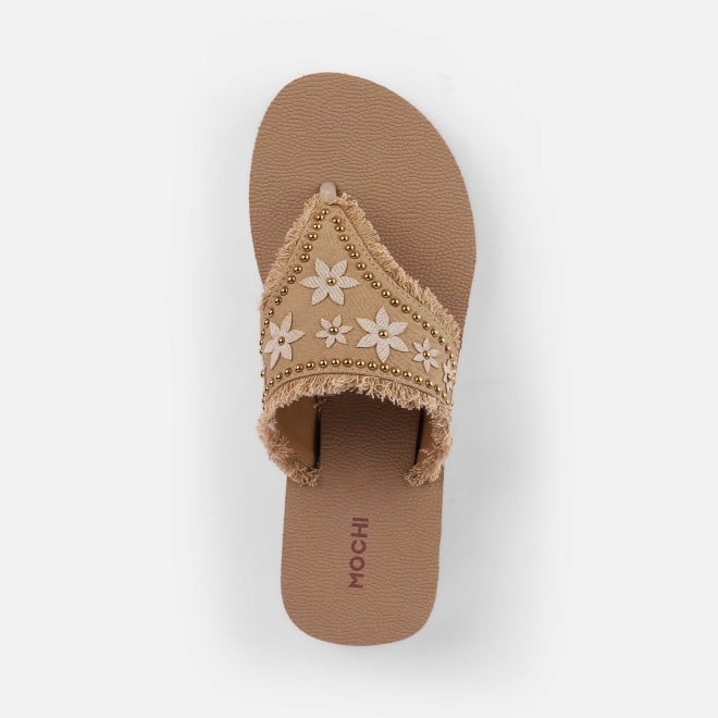 Mochi Women Beige Casual Slippers (SKU: 32-1370-20-36)