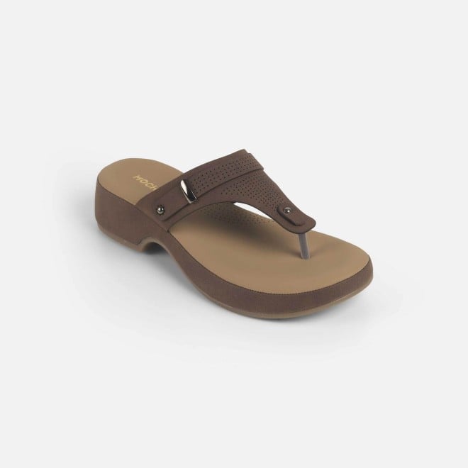 Mochi Women Brown Casual Slippers (SKU: 32-1372-12-36)
