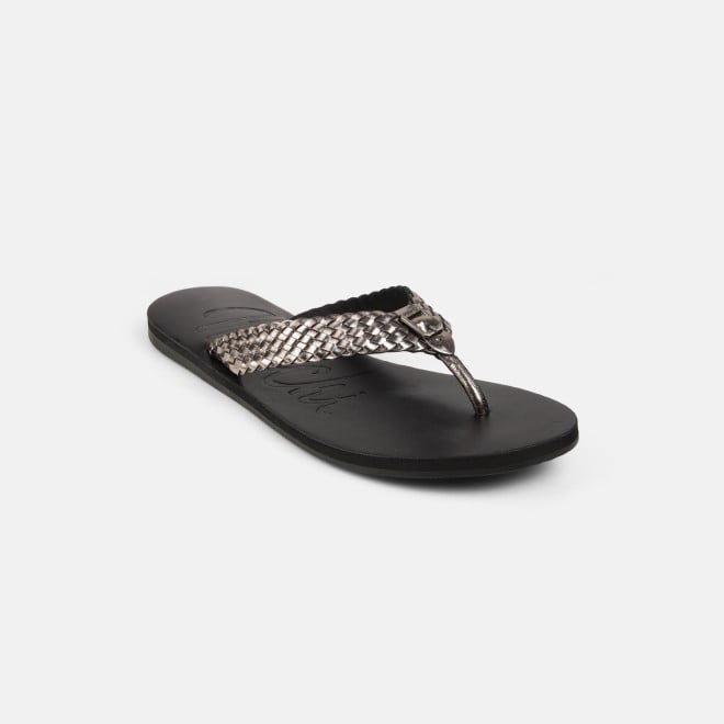 Mochi Women Gun-metal Casual Slippers (SKU: 32-1414-29-36)