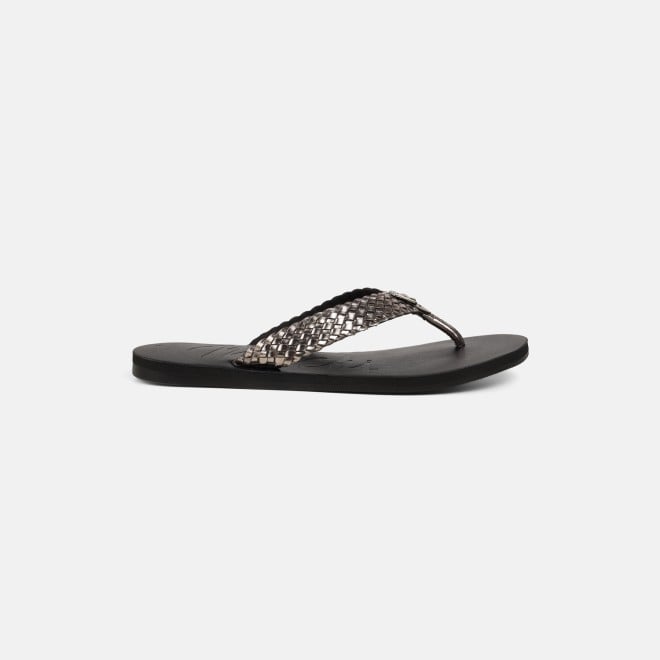 Mochi Women Gun-metal Casual Slippers (SKU: 32-1414-29-36)